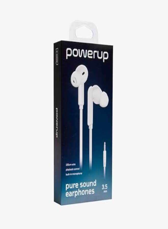 باور أب - سماعة أذن صوت نقي مع موصل 3.5 مم - أبيض